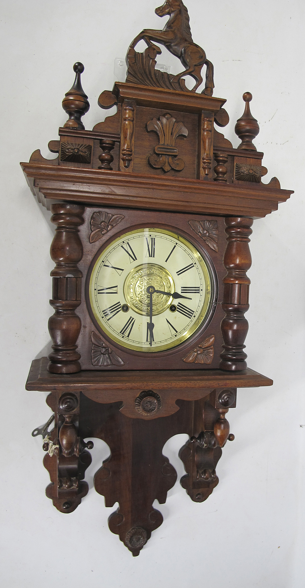 Vintage Ornate Free Swinger Horse Pediment Chiming Pendulum Wood Wall Clock yqz eBay